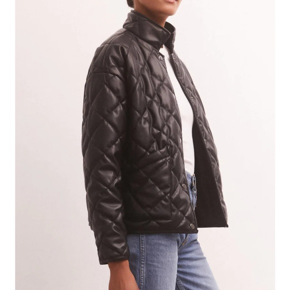 Z SUPPLY HERITAGE FAUX LEATHER JACKET BLK - Picture 4 of 9